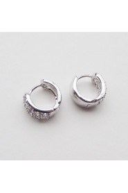 Platinum Plated Cubic Zirconia Huggie Earrings