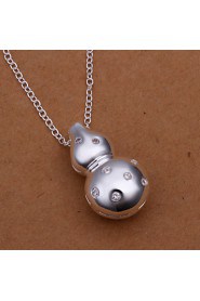 Fashion Gourd Shape Pendant Silver Plated Simple Zircon Silver Pendant Necklace(White)(1Pc)