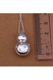 Fashion Gourd Shape Pendant Silver Plated Simple Zircon Silver Pendant Necklace(White)(1Pc)