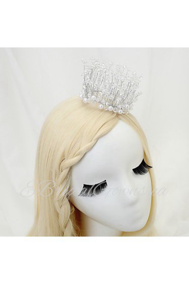 Women's / Flower Girl's Crystal / Alloy / Imitation Pearl Headpiece-Wedding / Special Occasion Tiaras 1 Piece White Round