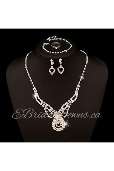 Wedding Jewelry Set include Necklace & Earrings & Bracelet & Rings