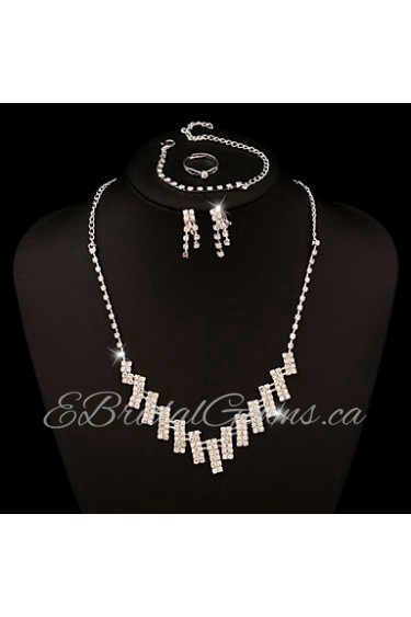 Wedding Jewelry Set include Necklace & Earrings & Bracelet & Rings