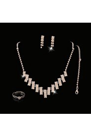 Wedding Jewelry Set include Necklace & Earrings & Bracelet & Rings