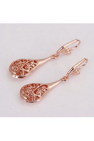 Fashion Drop Shape Tin Alloy Rose Gold Plated Czech Drill Earrings(Rose Gold)(1Pr)