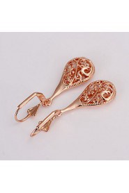 Fashion Drop Shape Tin Alloy Rose Gold Plated Czech Drill Earrings(Rose Gold)(1Pr)