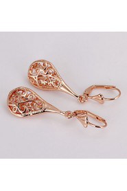 Fashion Drop Shape Tin Alloy Rose Gold Plated Czech Drill Earrings(Rose Gold)(1Pr)