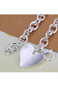 Siver Plated Heart Pattern Copper Chain Bracelet