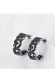 Exaggeration Folwer Shape Hollow Fashion Tin Alloy Czech Drill Earring Studs(Black)(1Pr)