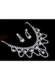 European Style Fashion Shiny Rhinestone Bridal Necklace Earring Set