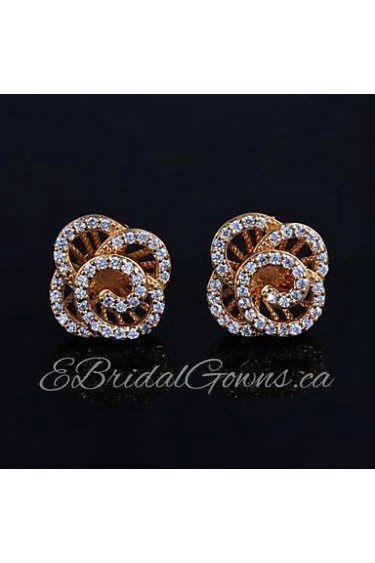 Wedding Brass Gold Plated with 4A Zircon Girls' Earrings (More Color)