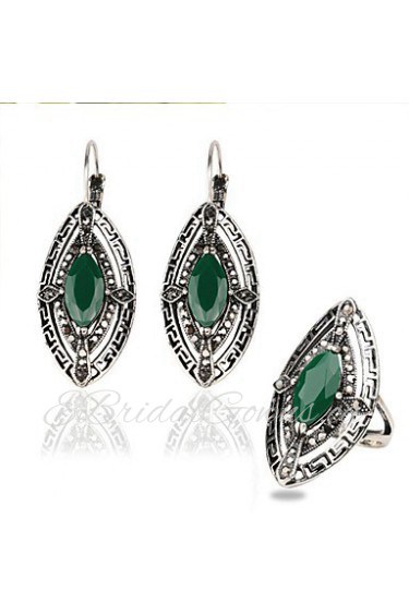 Women's Retro style palace luxury diamond plating alloy jewelry suit