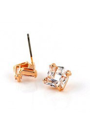 Brass With Cubic Zirconia Stud Earrings