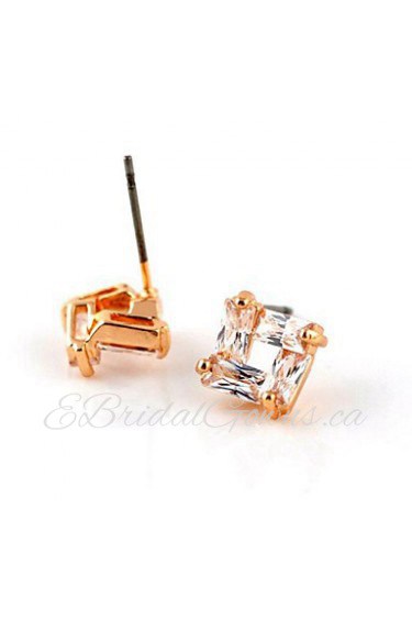 Brass With Cubic Zirconia Stud Earrings