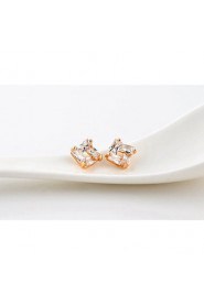 Brass With Cubic Zirconia Stud Earrings