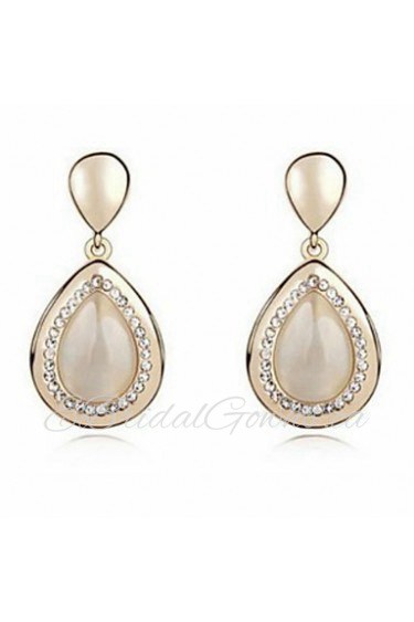 Women's Fashion Alloy Stud Earrings With Opal/Rhinestone(More Color)