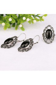 Women's Luxury palace retro style oval plated alloy jewelry suit