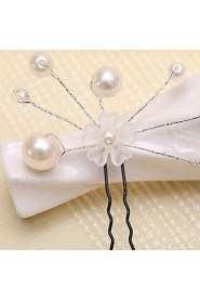 Bride's Flower Shape Pearl Wedding Hairpins 1 PC