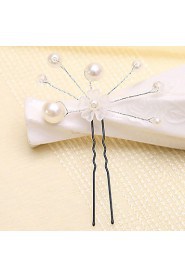 Bride's Flower Shape Pearl Wedding Hairpins 1 PC