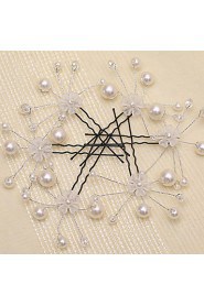 Bride's Flower Shape Pearl Wedding Hairpins 1 PC