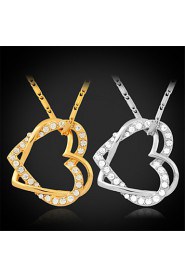 Luxury Hearts Charm Pendant Necklace 18K Real Gold Platinum Plated Jewelry Gift for Women