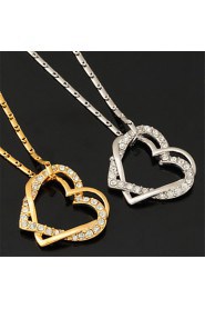 Luxury Hearts Charm Pendant Necklace 18K Real Gold Platinum Plated Jewelry Gift for Women