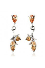 Brass With Cubic Zirconia Drop Earrings (More Colors)