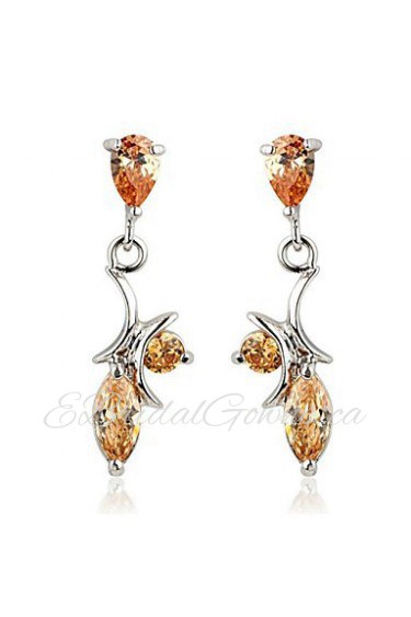 Brass With Cubic Zirconia Drop Earrings (More Colors)