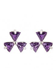 Brass With Cubic Zirconia Stud Earrings(More Colors)