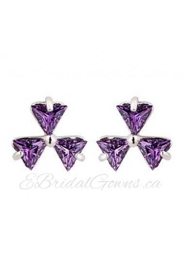 Brass With Cubic Zirconia Stud Earrings(More Colors)