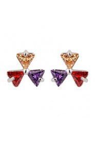 Brass With Cubic Zirconia Stud Earrings(More Colors)