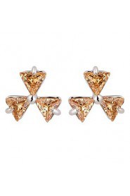 Brass With Cubic Zirconia Stud Earrings(More Colors)