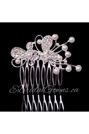Alloy Hair Combs With Imitation Pearl/Rhinestone Wedding/Party Headpiece