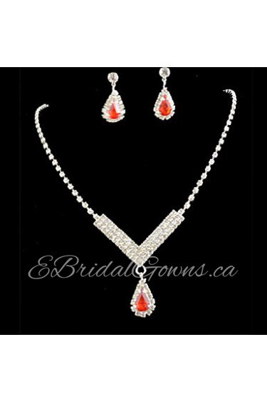 Wedding Bridal Bridesmaid Crystal Necklace Earrings Jewelry Set