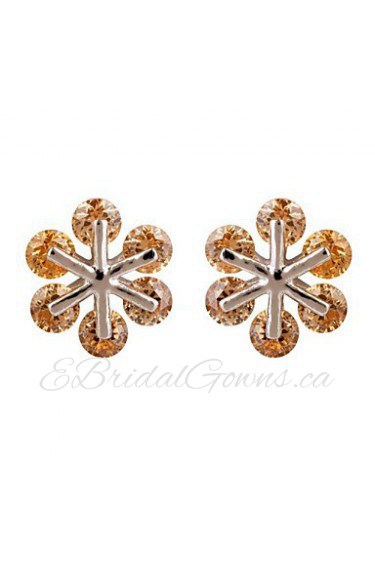 Brass With Cubic Zirconia Stud Earrings(More Colors)