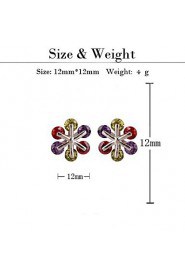 Brass With Cubic Zirconia Stud Earrings(More Colors)