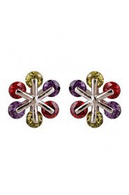 Brass With Cubic Zirconia Stud Earrings(More Colors)