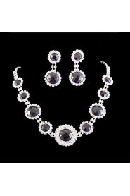 Wedding Bridal Bridesmaid Crystal Necklace Earrings Jewelry Set