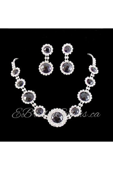 Wedding Bridal Bridesmaid Crystal Necklace Earrings Jewelry Set