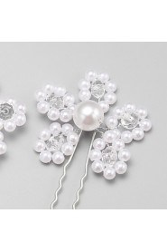 Women's / Flower Girl's Crystal / Alloy / Imitation Pearl Headpiece-Wedding / Special Occasion Hair Pin 4 Pieces White Round