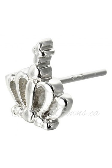 Gorgeous Sterling Silver Crown Shaped Stud Earrings For Women