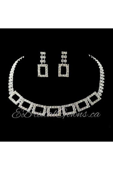 Wedding Bridal Bridesmaid Crystal Necklace Earrings Jewelry Set