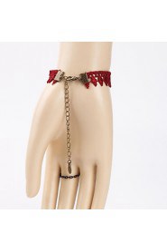 Red Rose Crystal Lace Bracelet Band Ring