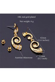 New Luxury Women's Drop Dangle Earrings Set 18K Gold Plated Austrian Rhinestone Jewelry Gift for Women