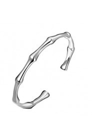 European Style Bamboo Shape Silver Plated Copper Bangle Bracelets (Silver)(1Pc)