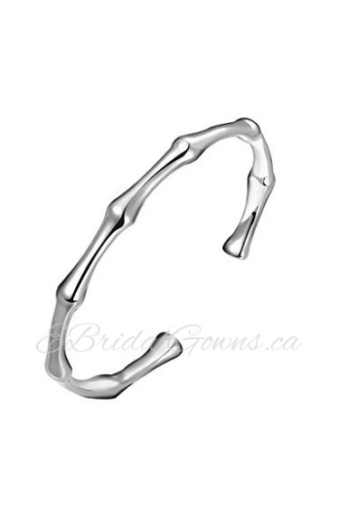 European Style Bamboo Shape Silver Plated Copper Bangle Bracelets (Silver)(1Pc)