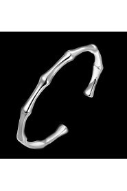 European Style Bamboo Shape Silver Plated Copper Bangle Bracelets (Silver)(1Pc)