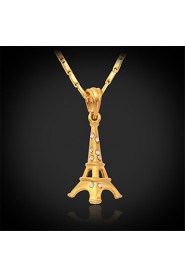 Women's Cute Eiffel Tower Pendant Necklace 18K Real Gold Platinum Plated Crystal Romantic Love Gift for Women