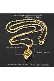 Cute Women's Charm Pendant Necklace 18K Real Gold Plated Austrian Rhinestone Exquisite Jewelry Gift for Women