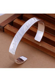 Fashion LOVE Round Shape Silver Plated Copper Bangle Bracelets (Silver)(1Pc)