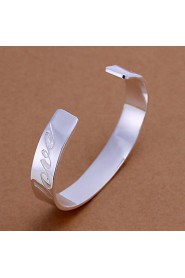 Fashion LOVE Round Shape Silver Plated Copper Bangle Bracelets (Silver)(1Pc)